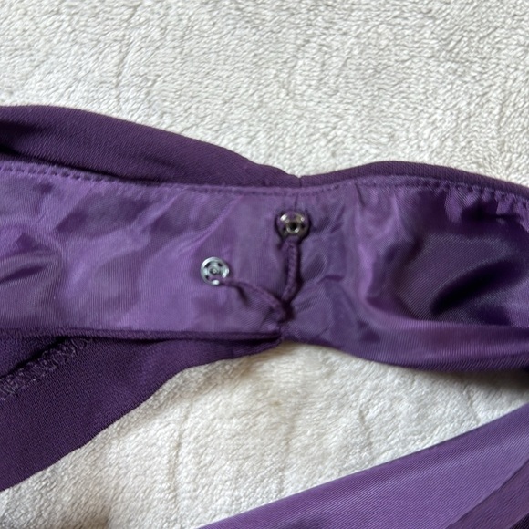 Evan Picone Womens Purple Eggplant Midi Dress Waterfall Back Detail Size 10P - Picture 7 of 10